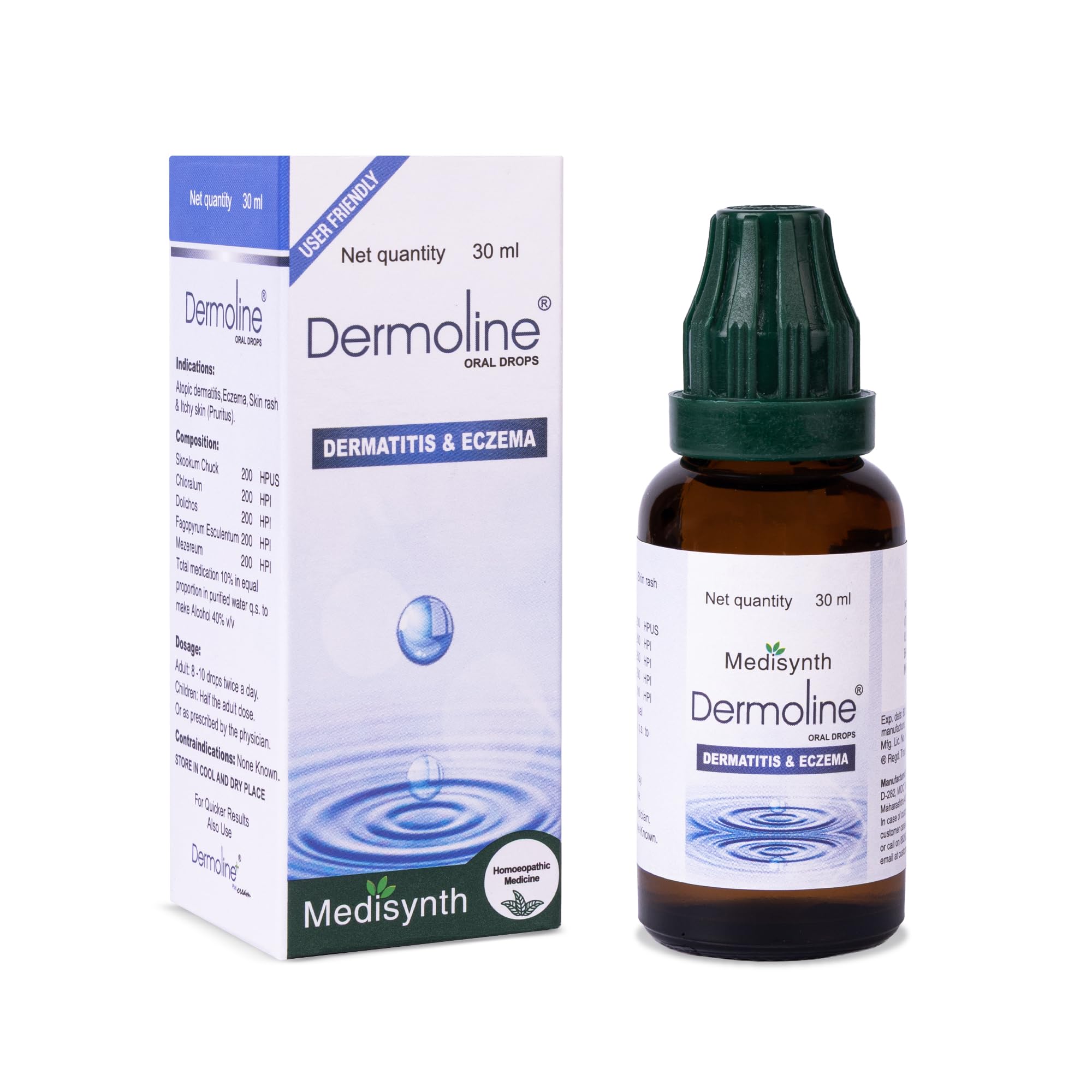 MEDISYNTH Dermoline Oral Oral drops (30ml) Pack of 1 | Homeopathic Medicine for Eczema, Dermatitis & Itchy Skin| Batch No. 48 | Expiry - April 2030-image-47