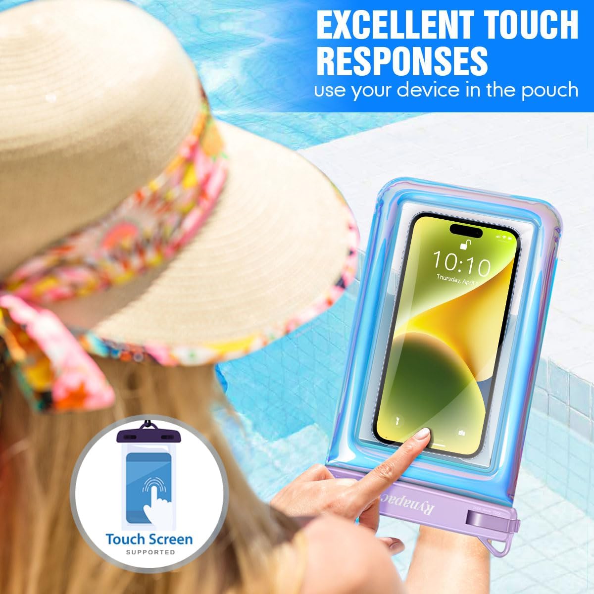 [Up to 10''] Waterproof Phone Pouch Floating, IPX8 Underwater Cell Phone Holder with Lanyard for iPhone 17 16 15 14 Pro Max, Galaxy S25 S24 S23 Ultra, Beach Cruise Ship Essentials Travel Must Haves - Image 6