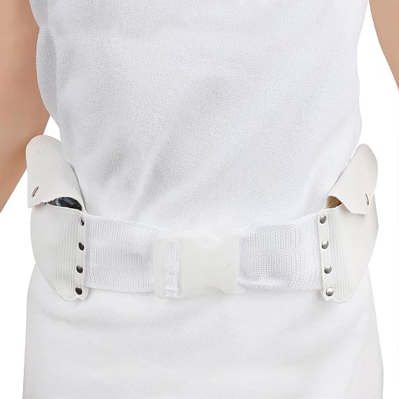 Ihram Belt for Men Hajj Umrah Adjustable Hajj Belt with Front Pockets PU Ihram Money Belt Waist Packs Anti Theft for Hajj Umrah, Fits Up to 50 Waist, White