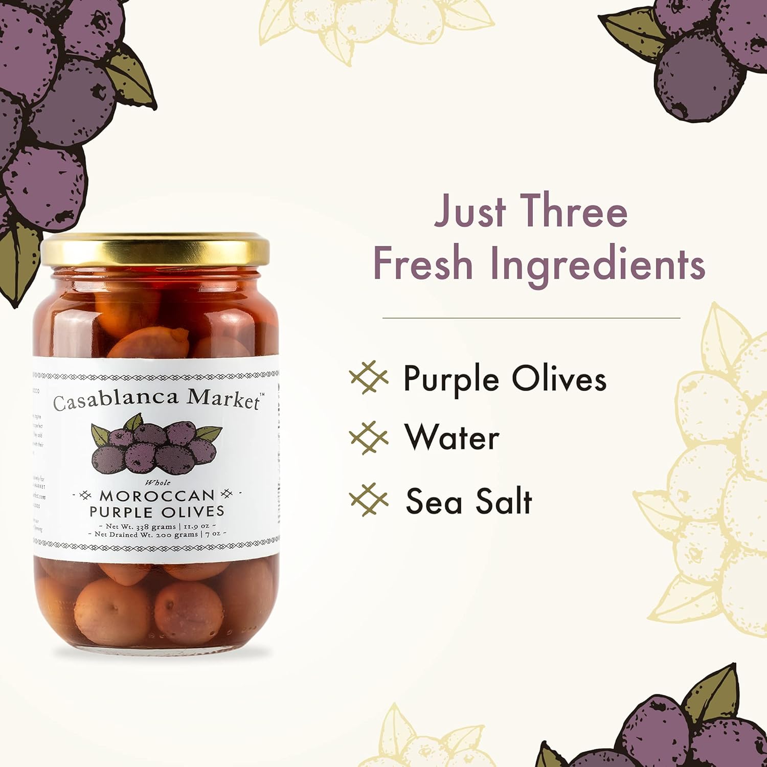 CASABLANCA MARKET Moroccan Preserved Lemons (13oz) and Picholine Marocaine Purple Gourmet Olives (11.9oz)