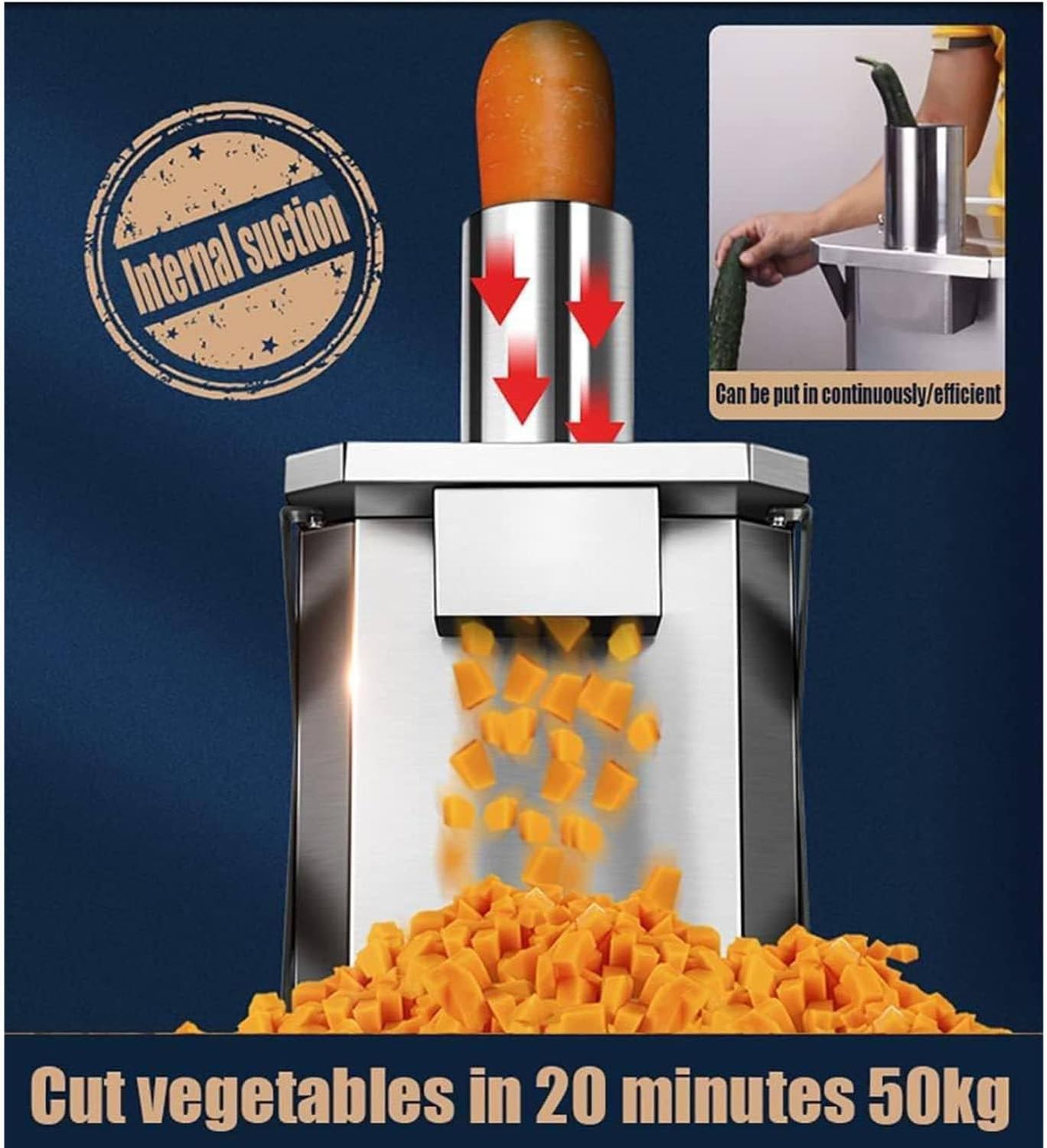 2 in 1 Electric Vegetable Dicer and Slicer Machine Commercial 250W Vegetable Chopper Dicer Shredder, Onion Granular Cube Cutting Shredder Food Processor with 6/8/10/12/15mm Blades