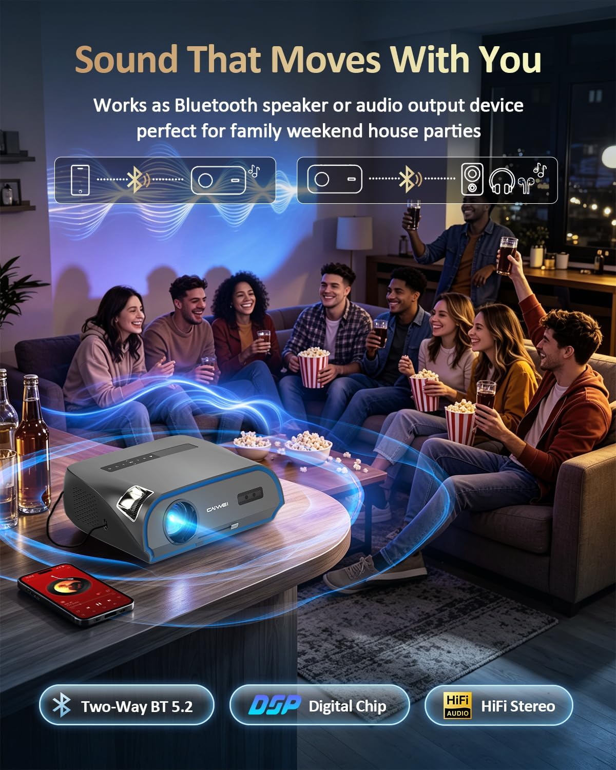 Smart Projector True 1800ANSI Indoor Daylight, 4K HDR Support Home Theater image 5