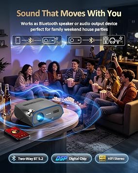 4K HDR Indoor Daytime Projector True 1800ANSI High Brightness, Smart Video Projector with Streaming Apps,WiFi,Bluetooth,2 HDMI/USB,Digital Zoom/Keystone,Ceiling Home Theater Gaming Outdoor Movie Night