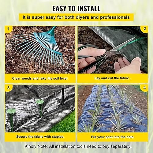 Miniatura 5 de 6 * 300FT Weed Barrier Landscape Fabric Heavy Duty, 3.2OZ Garden Heavy Duty Fabric Weed Barrier, Woven Geotextile Fabric Commercial Driveway Weed