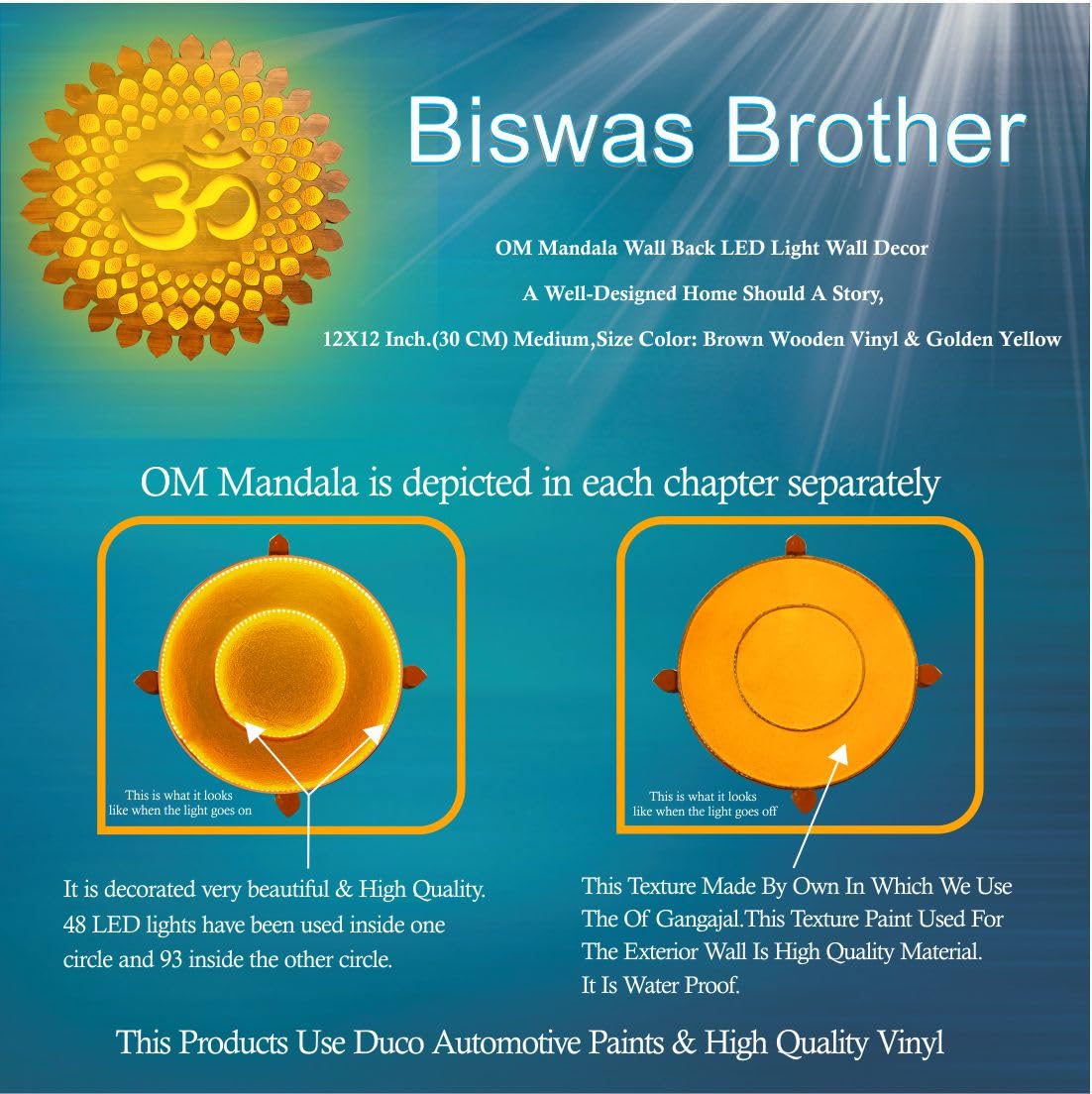 Biswas Brother OM Mandala Wall Back lid LED Light Wall Décor A well-designed home should tell a story (12X12 Inch) 3