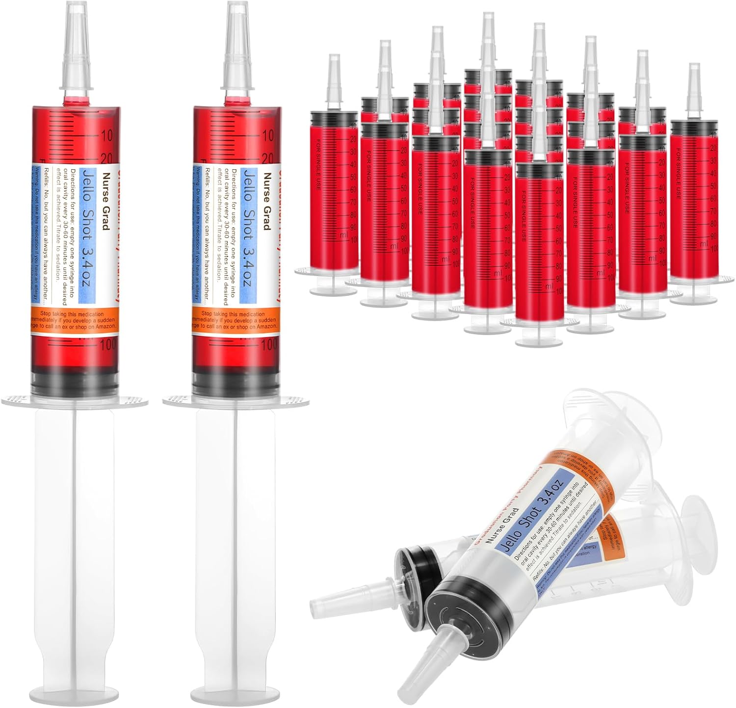 Threlaco 40 Pcs Nursing Graduation Party Supplies, 20 Pcs Plastic Syringes for Drinks, 20 Sticky Labels, Class of 2026 Graduation Decoration Nurse Party Supplies Bsn Rn Lpn Gift(45 ml)
