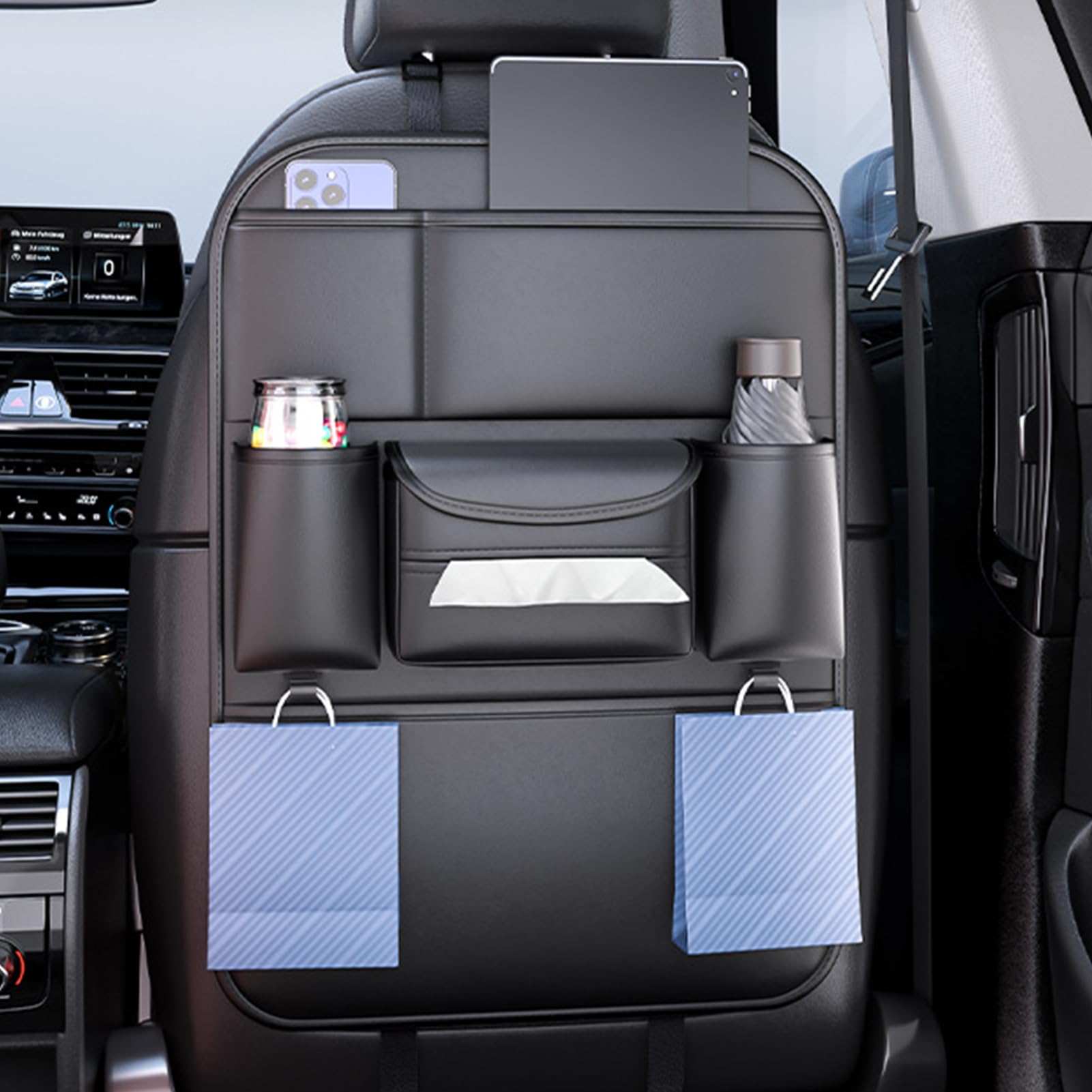 Organizador De Asiento Trasero De Coche Organizador De Asiento Trasero Con | Bolsillos Portaobjetos Portavasos Accesorios De Viaje Para Coches Camionetas Y Más Vehículos