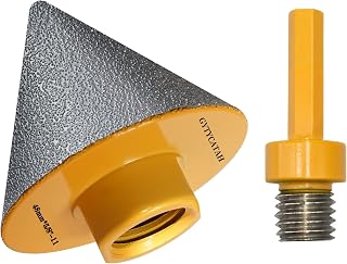Diamond Beveling Chamfer Bits, 48mm Diamond Countersink Drill Bits for Existing Holes Enlarging Shaping Trimming in Tile Marble Granite, 5/8"-11 Thread x 3/8” Hex Shank Adapter (Yellow)