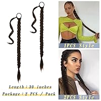 Vista 160 de BARSDAR Extensión de Cola de Caballo Trenzada de 30 Pulgadas de Largo - Extensiones de Cabello de Cola de Caballo Trenzada Rubia Recta Envolvente
