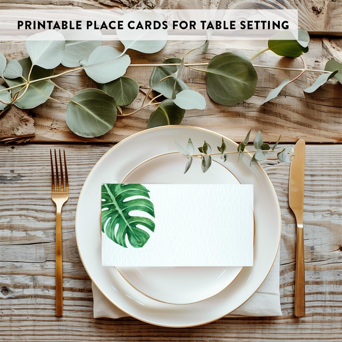 Andaz Press Tropical Monstera Leaf Table Tent Place Cards for Wedding Party Tables, Seat Placement Cards Blank Place Cards Table Settings Name Cards, 56 Pack, 2 x 3.5 Inches Leaf Place Cards