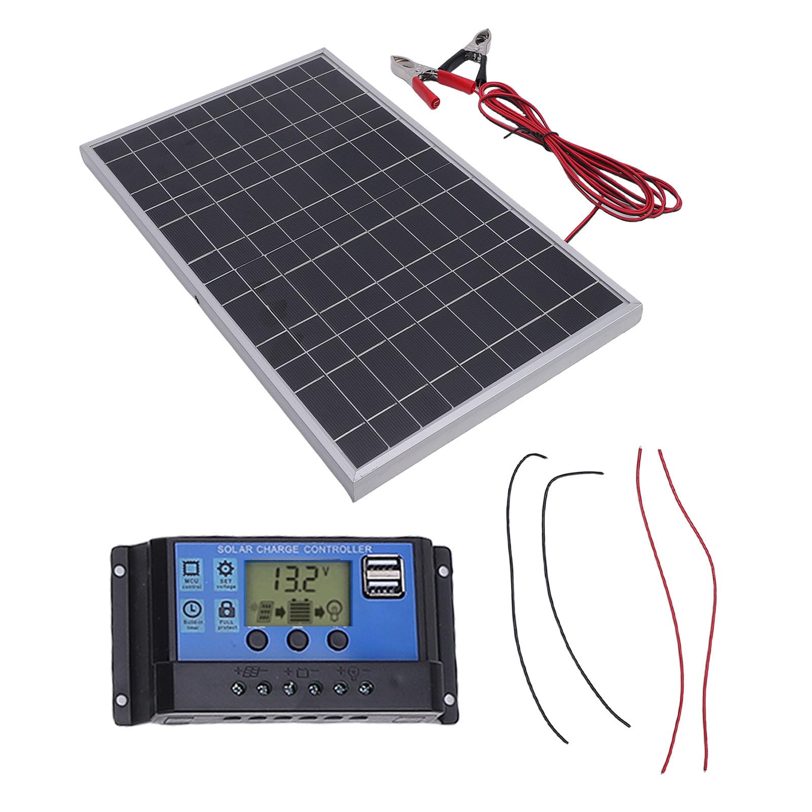 Pannello Solare Policristallino, 10W 12V Kit