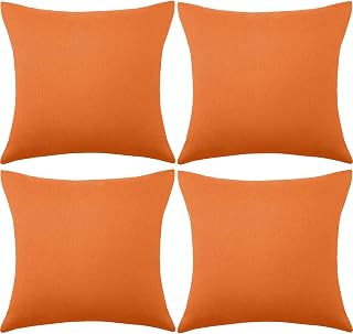 Boao 4 Pack 18x18 Waterproof Outdoor Throw Pillow Covers Orange PU Coated Cushion Cases for Patio Garden Sofa Bed