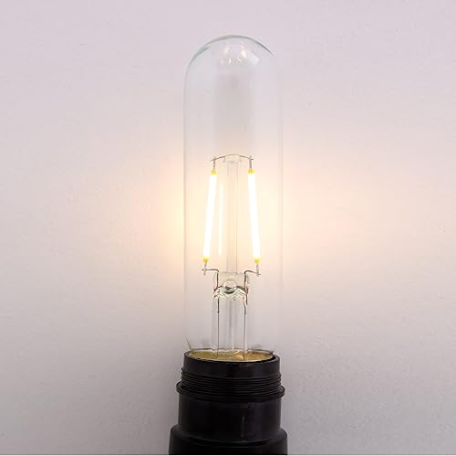 Miniatura 4 de Creative Hobbies Bombilla tubular transparente LED T10 de 1.5 W, base mediana E26 niquelada (equivalente a 25 W)  Paquete de 4