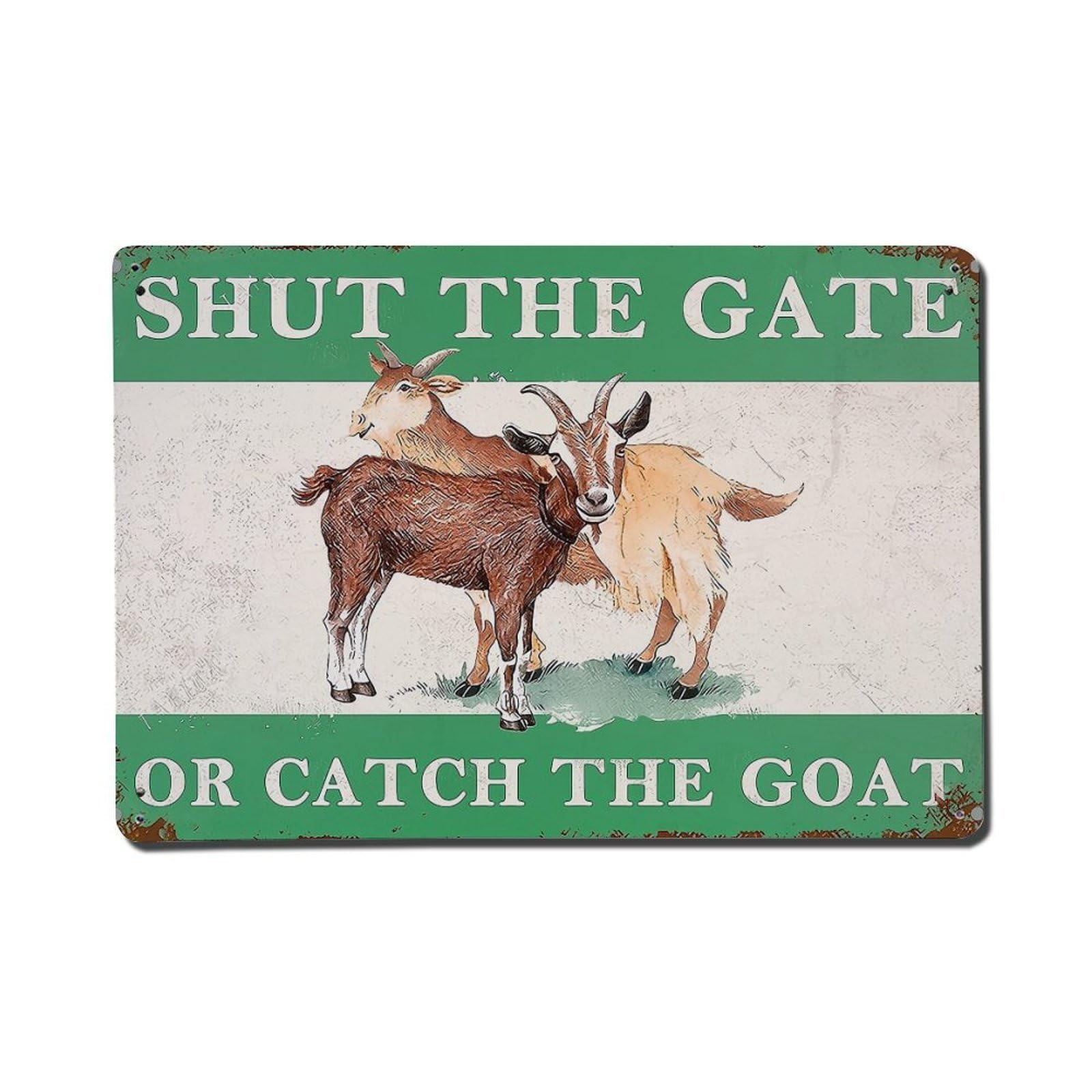 Jdfenggu Vintage Shut The Gate Or Catch The Goat Retro Metal Tin Sign, Metal Poster For Bar, Home, Man Cave, Kitchen, Laundry Room Art Decor 8X12 Inch