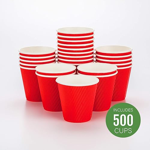 Vista 379 de Vasos de café de papel aislado de pared corrugada, 8 oz, Anaranjado