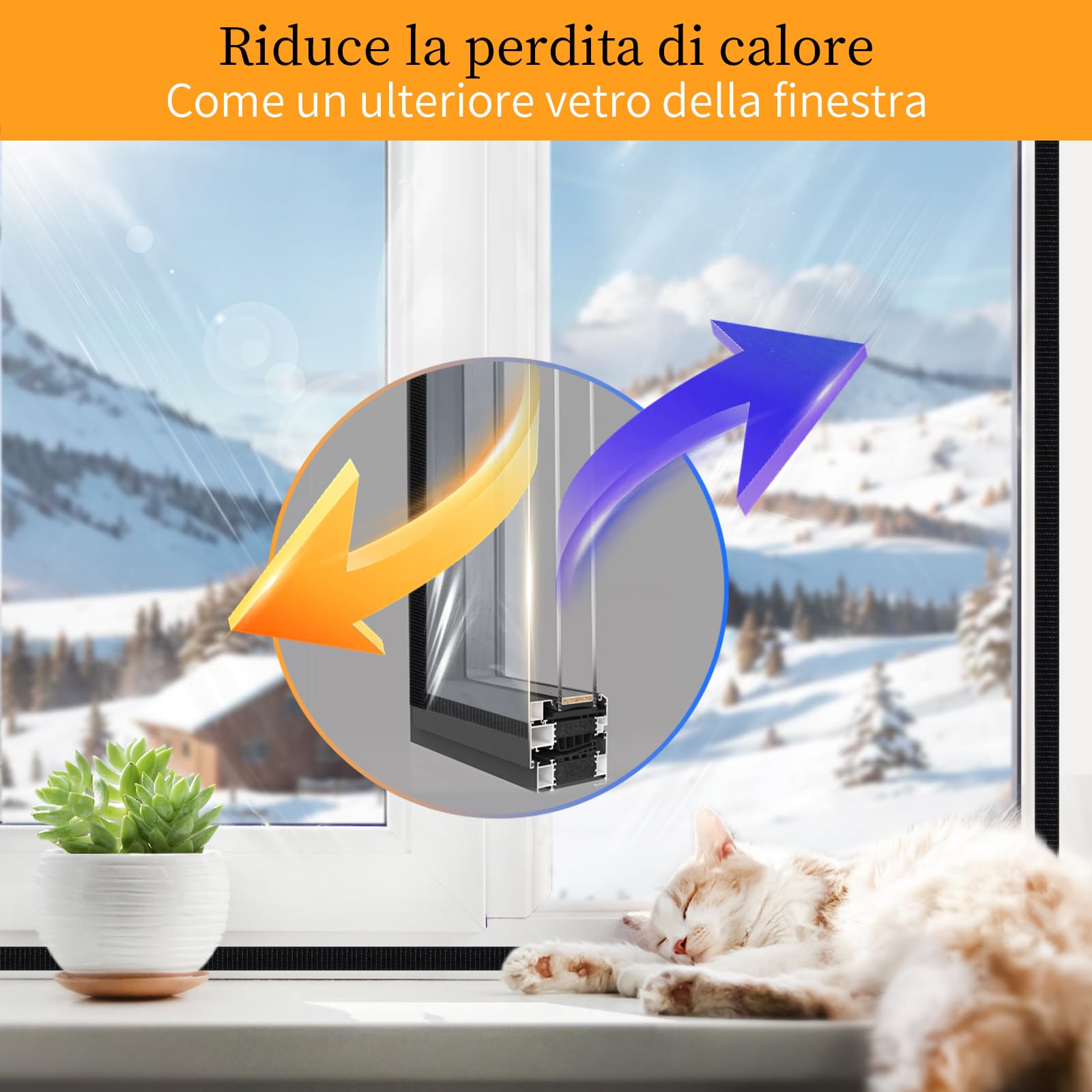 BKSAI Pellicola termica per finestre, contro il freddo, 100 x 150 cm | Tagliabile, pellicola protettiva dal freddo, isolamento termico, contro la condensa