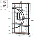 Tribesigns Bookshelf, Industrial 5 Tier Etagere Bookcase, Freestanding Tall Bookshelves Display Shelf Storage Organizer with 9-Open Storage Shelf for Living Room, Bedroom