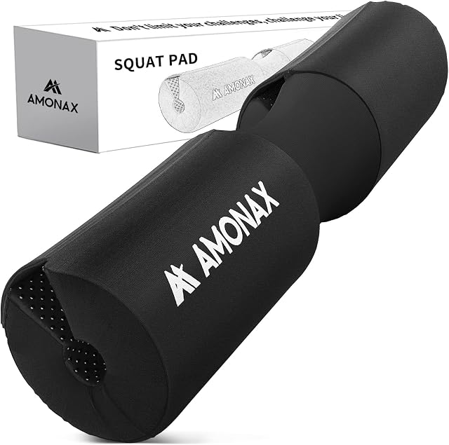AMONAX Barbell Squat Pad, Extra Thick Foam Padding for Neck & Shoulder Support, Heavy Duty Gym Fitness Workout Cover for Women Hip Thrusts, Weight Lifting and Heavy Weight Squats (Blue)