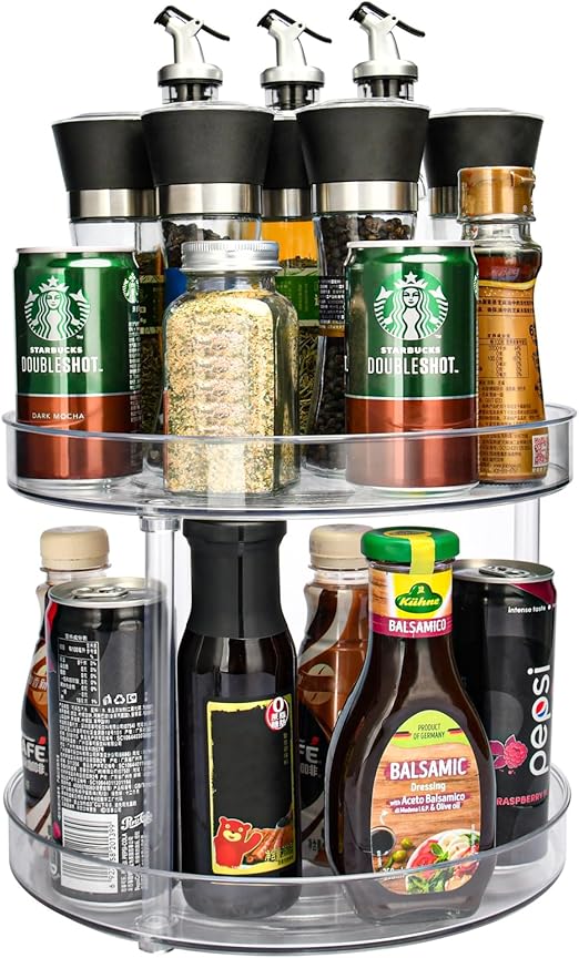 Organizer Girevole Per Spezie - 2 Livelli, 23 Cm Di Diametro, Per Cucina, Dispensa O Frigorifero - Foto 5