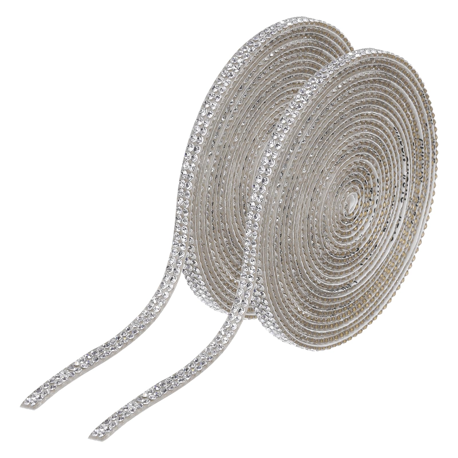 sourcing map 2Pcs Rhinestone Ribbon 0.4cmx3 Yard 2 Rows,White