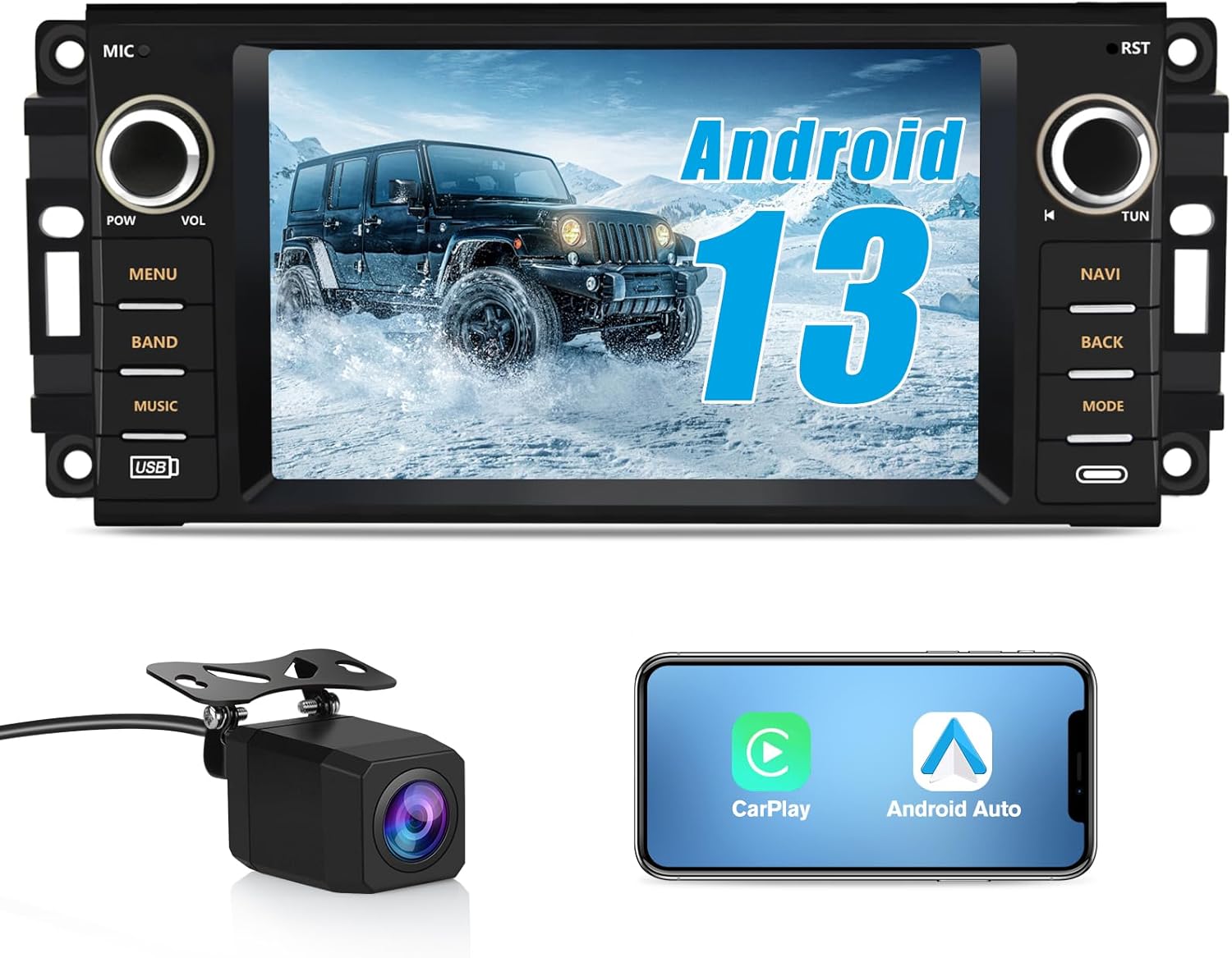 AWESAFE 5GWiFi Android 13 Car Radio for Dodge RAM 1500 2500 3500 2009 2010 2011 2012, Touch Screen Ram 1500 Radio with Wireless CarPlay/Android Auto/GPS/HD Backup Camera [2GB+32GB]