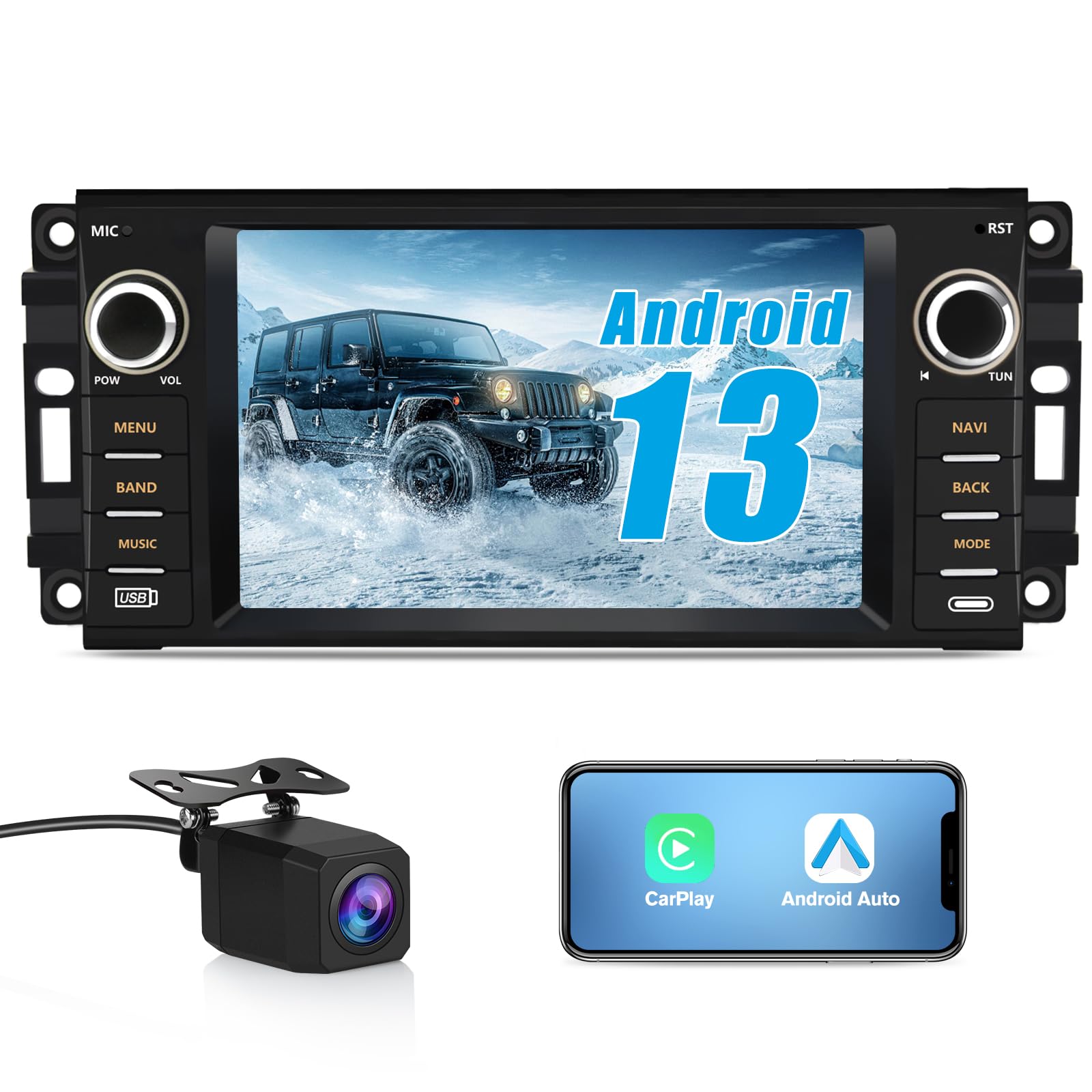 5GWiFi Upgrade Android 13 Car Radio for Dodge RAM 1500 2500 3500 2009 2010 2011 2012, with Wireless CarPlay/Android Auto/GPS/HD Backup Camera [2GB+32GB]-picture-22