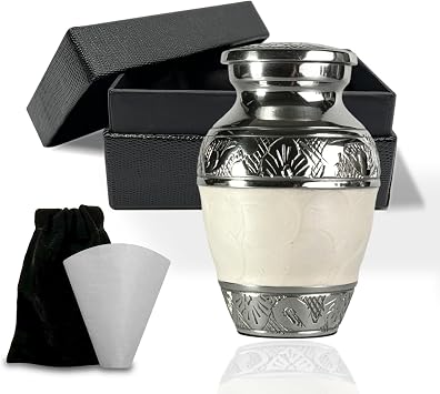 Small Urn for Human Ashes Keepsake Mini Urn for Ashes Handcrafted Pearl White Keepsake Urns Elegant Memorial Ash Holder