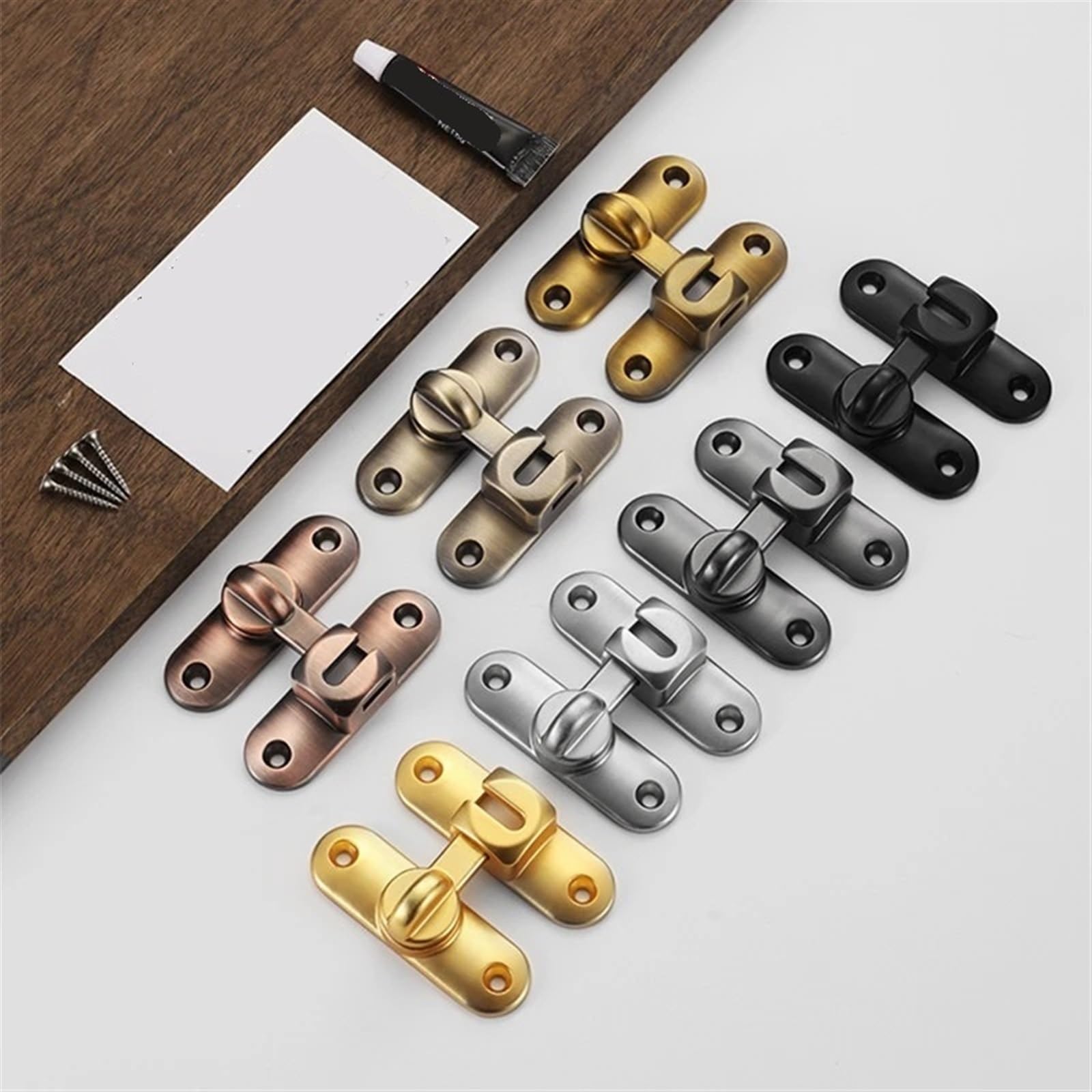 Boulon porte loquet grange alliage zinc coulissant multicolore, 1/2 pièces(Black,2PCS)