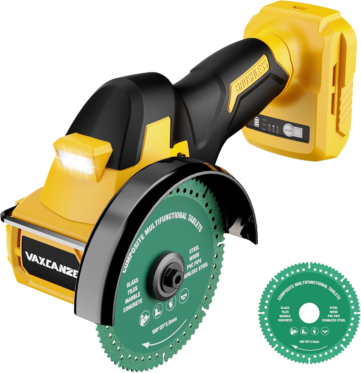Cordless Cut Off Tool Compatible with DeWalt Battery, 18,000 RPM Brushless Motor, 4" Blades (2pcs) with Dust Cover, 1.2mm Max Blade Thickness for Wood/Metal/Plastic【BATTERIES NOT INCLUDED】