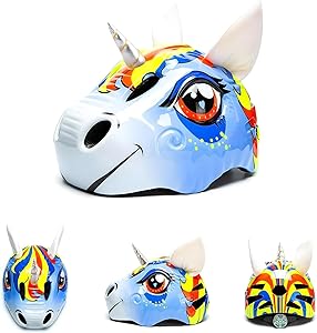 Unicorn Toddler and Kids Bike Helmet Adjustable and Multi-Sport for Child Boys and Girls.for Bicycle Skateboard Skating Scooter Helmet with Rear Light.