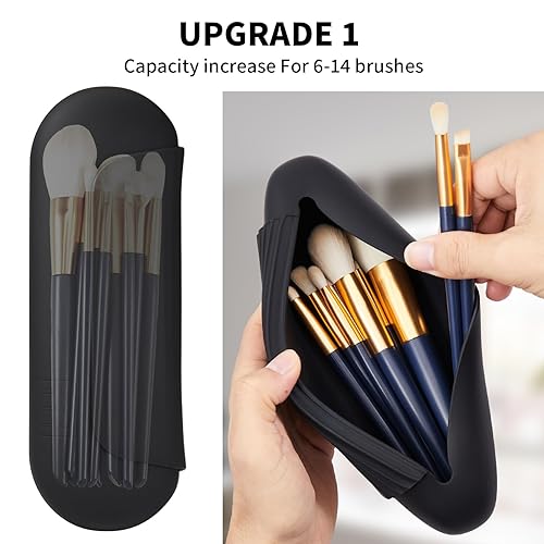 Miniatura 2 de Soporte de silicona para brochas de maquillaje, bolsa de cosméticos de viaje soporte suave y portátil para cepillos faciales con cierre magnético