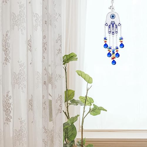 Miniatura 4 de rockcloud Adorno para colgar en la pared de ojo malvado de cristal, atrapa el sol, decoración de coche de la suerte para protección del hogar y la