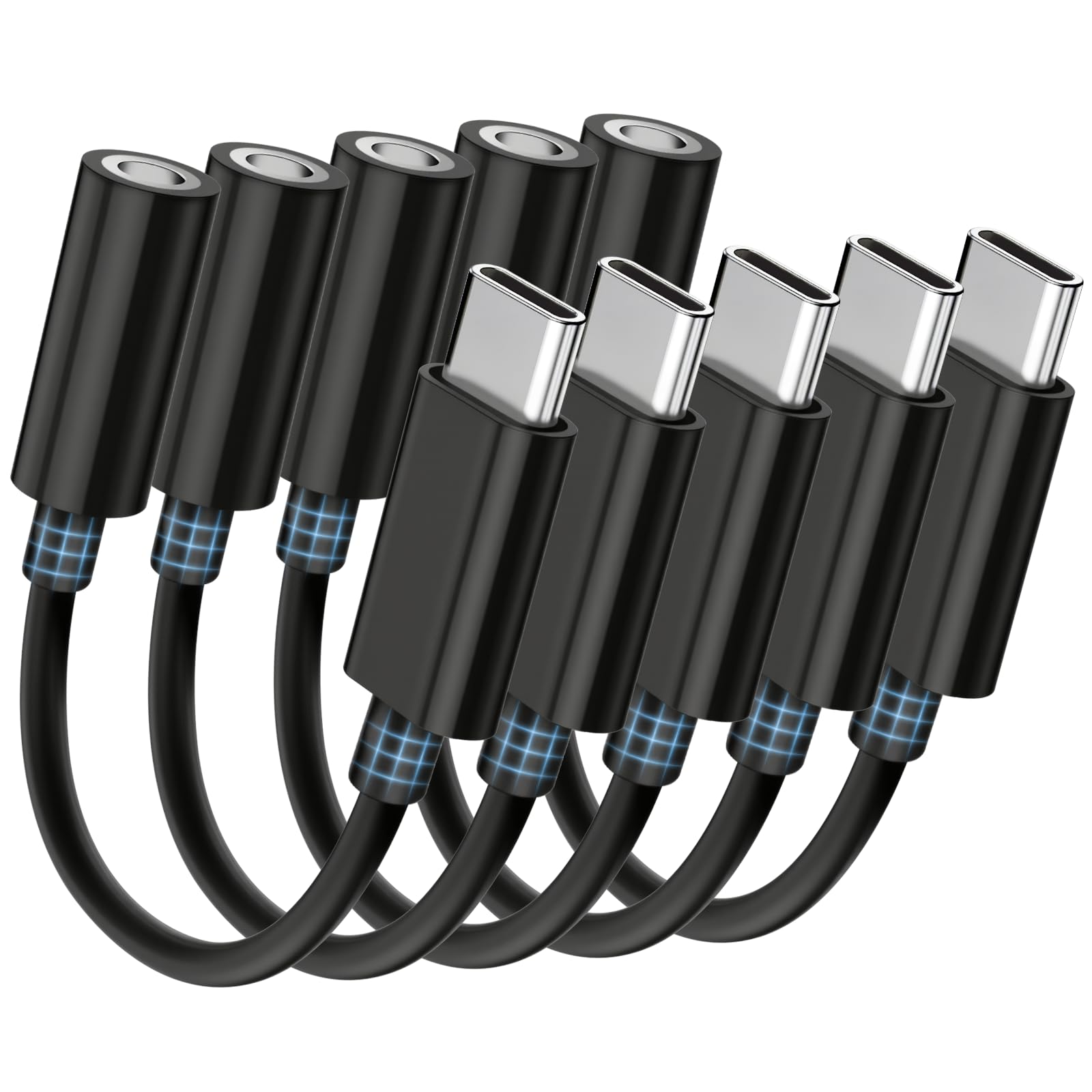 Seulliya USB C to 3.5mm Headphone Jack Adapter for iPhone 15/16 Pro/Max, Hi-Res Audio DAC Dongle, 3.5mm Aux Cord Converter for Samsung Galaxy, iPad, Car, USB-C Devices 5 Pack Black