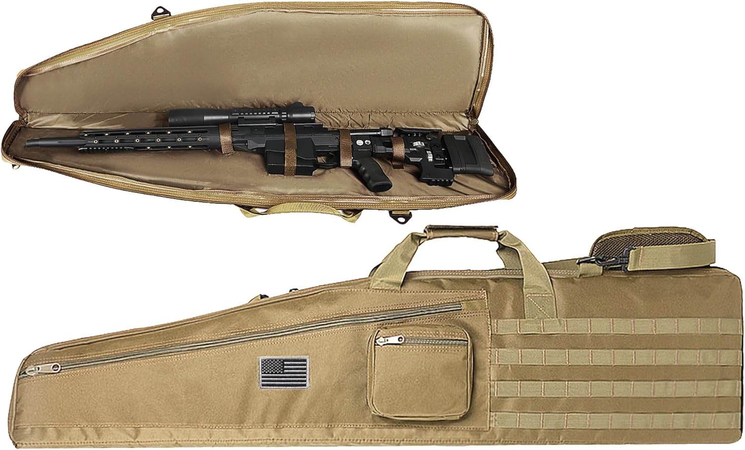 DBTAC Soft Single Shotgun Rifle Case for Range Shooting Outdoor Hunting | 45" Tactical Long Gun Carry Bag for Scoped Rifles with 2x Accessory Pockets | US Flag Patch included