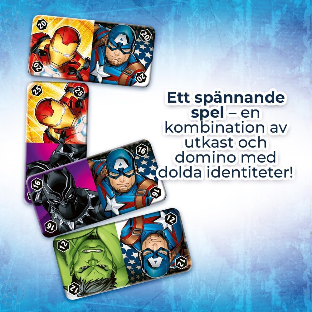 Trefl Battle for Manhattan, Marvel Avengers - Family Game, Become a Superhero, Combination of Drafts and Dominos with Hidden Identities, for Avengers Fans, for Adults and Children from 8 Years Old