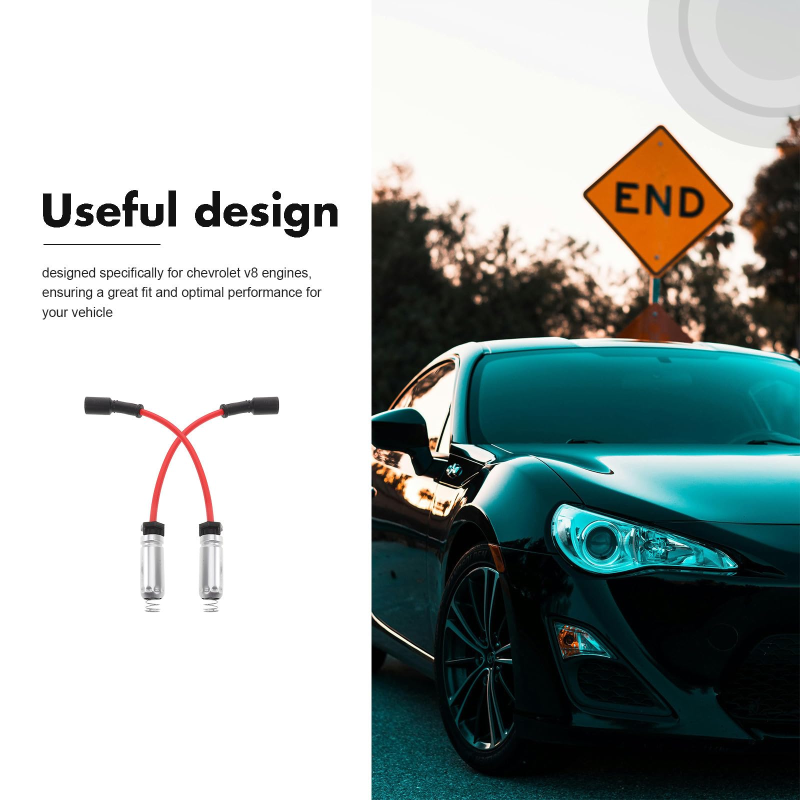 POPETPOP Juego de 8 Cables de Bujía de Encendido para Coche, Repuesto Compatible con Motor de 8 Cilindros, Cables de Alta Temperatura para Piezas de Encendido Automotriz