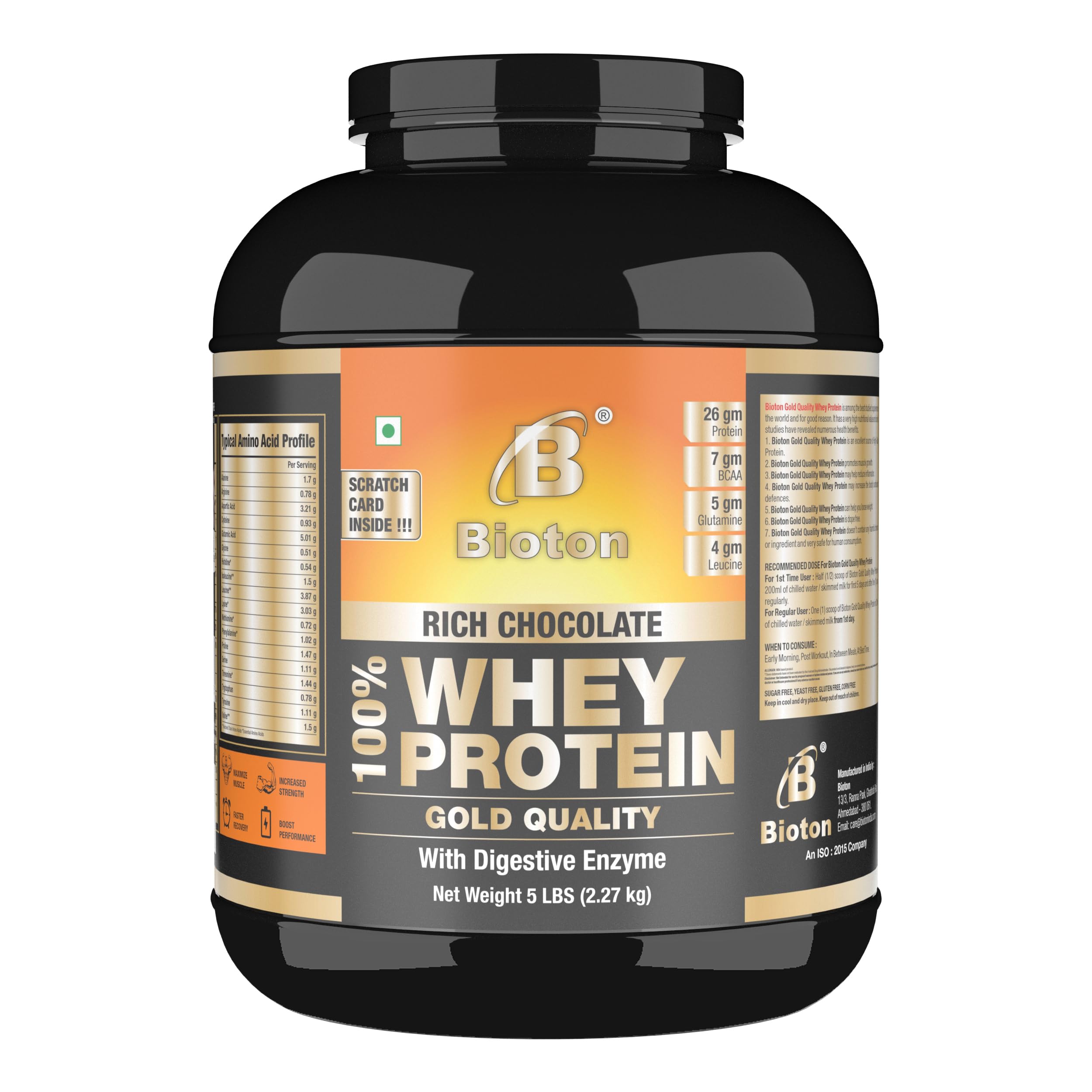 Bioton 100% Whey Protein | 10 LBS (4.54 Kg) | Rich Chocolate | Lab Tested | 26 Gm Protein per Serving | with BCAA & Glutamine | for Daily Intake, Muscle Growth & Recovery — Amazon image 9