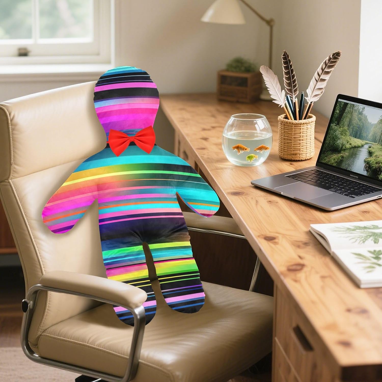 Colorful Mexican Stripe Human-Shaped Pillow Soft Body Pillows Washable Velvet Pillows for Anxiety Relief Sleeping Cuddling & Support