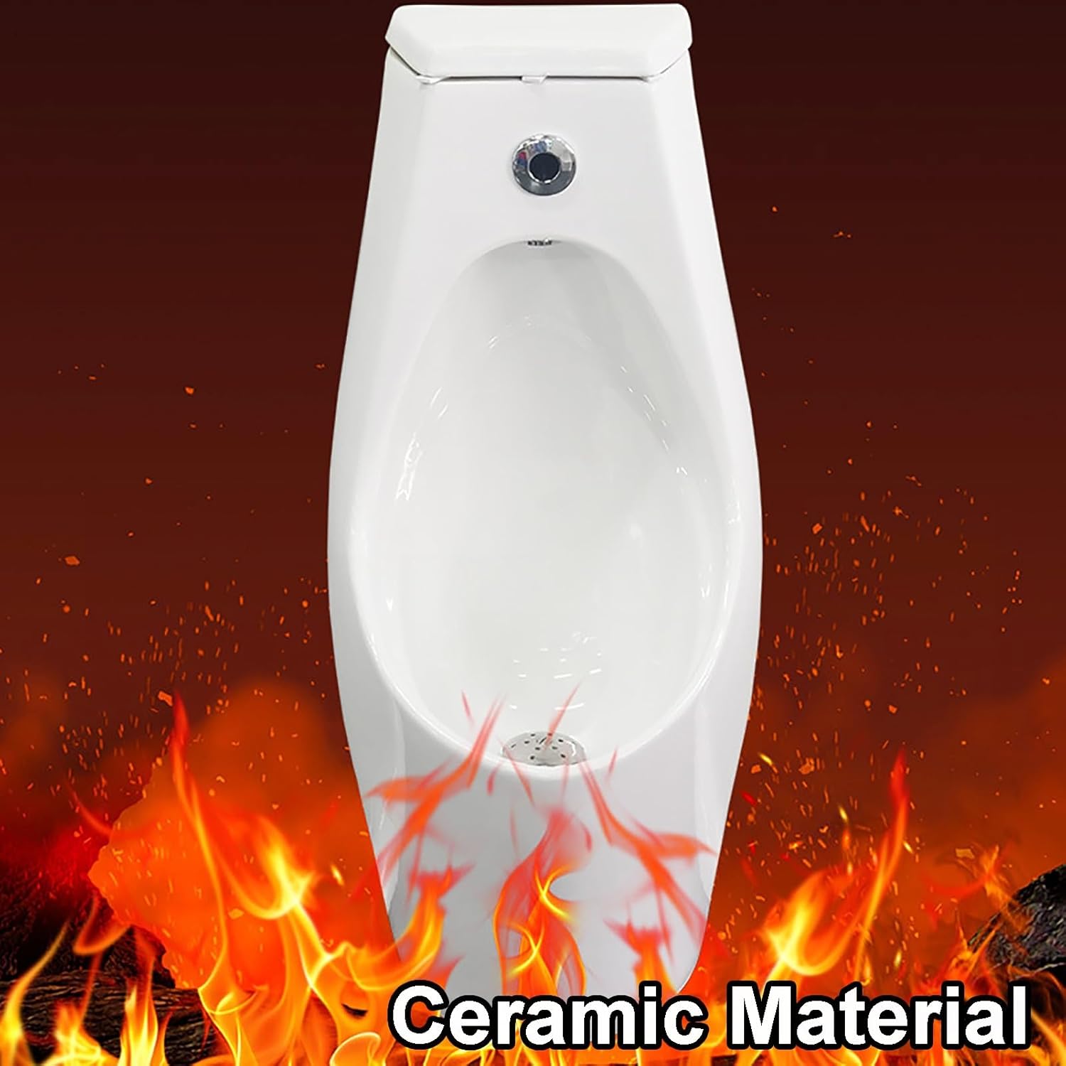Porcelain Urinal, Commercial Urinals for Men Spill Proof Nighttime Wall Mounted Bathroom Urinals Intelligent Sensor Flush Male Urinal