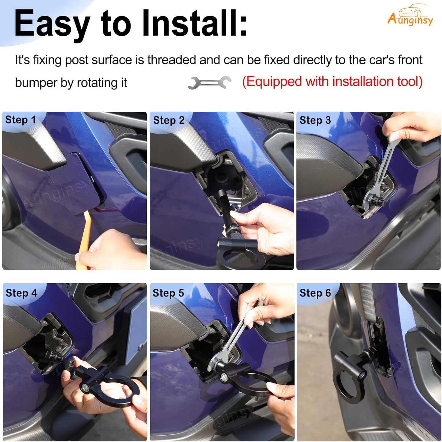 Aunginsy Car Front Bumper Tow Hook Compatible with Subaru Crosstrek 2024 2025 & Subaru WRX 2022-2025 Aluminum Front Bumper Trailer Ring Eye Towing Tow Hook Screw Trailer Hitch Kit Exterior Accessories