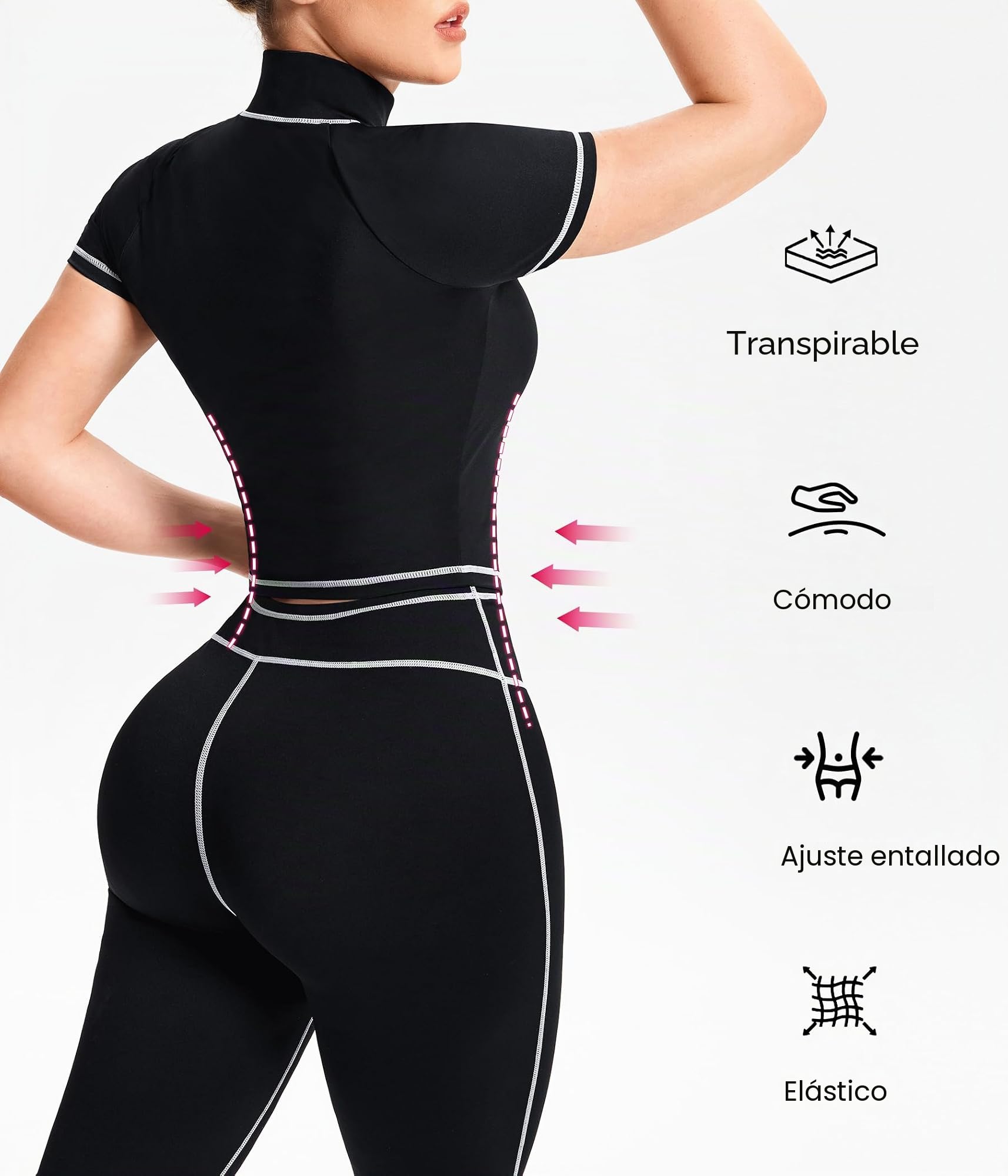 Gotoly Conjunto completo de dos piezas para gimnasio, correr, ejercicio, entrenamiento, yoga, conjunto de ropa deportiva para mujer