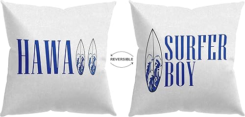 Groovy Hawaii - Funda de almohada de 18 x 18 pulgadas, para niña surfista con tabla de surf, verano, playa, playa, playa, palmera, para decoración