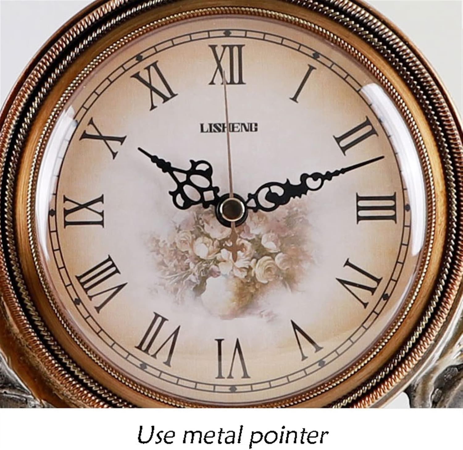 Mantle Clock Vintage European Style Desk Clock Living Room Clock Ornaments Home Study TV Cabinet Clock Decoration Desk Clock Vintage Mantel Clock (Color : 1)