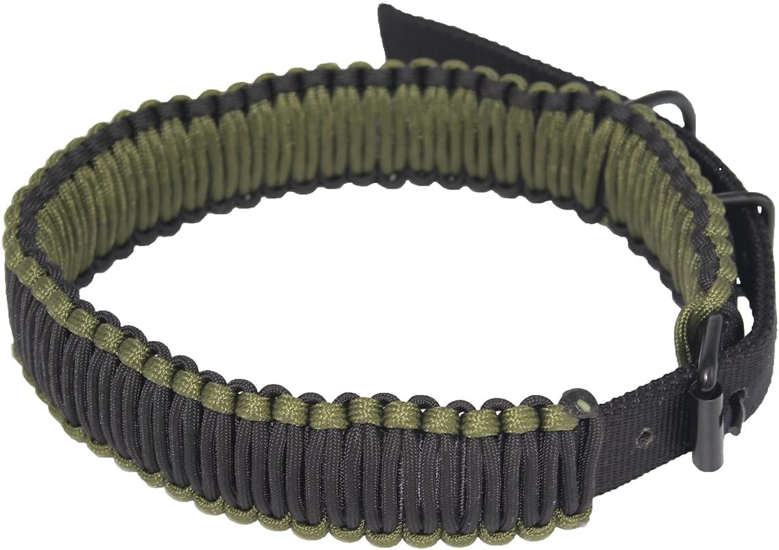 550lb Braided Paracord Adjustable Dog Collar for Large Dog-Neck 17" to 23" (Army Green)