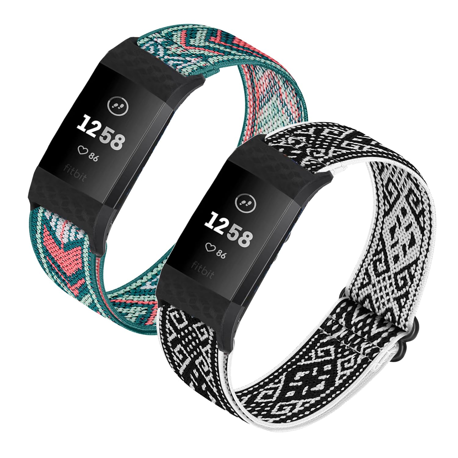 HUYIIO 2 Pack Adjustable Elastic Watch Strap Compatible with Charge 2 Straps