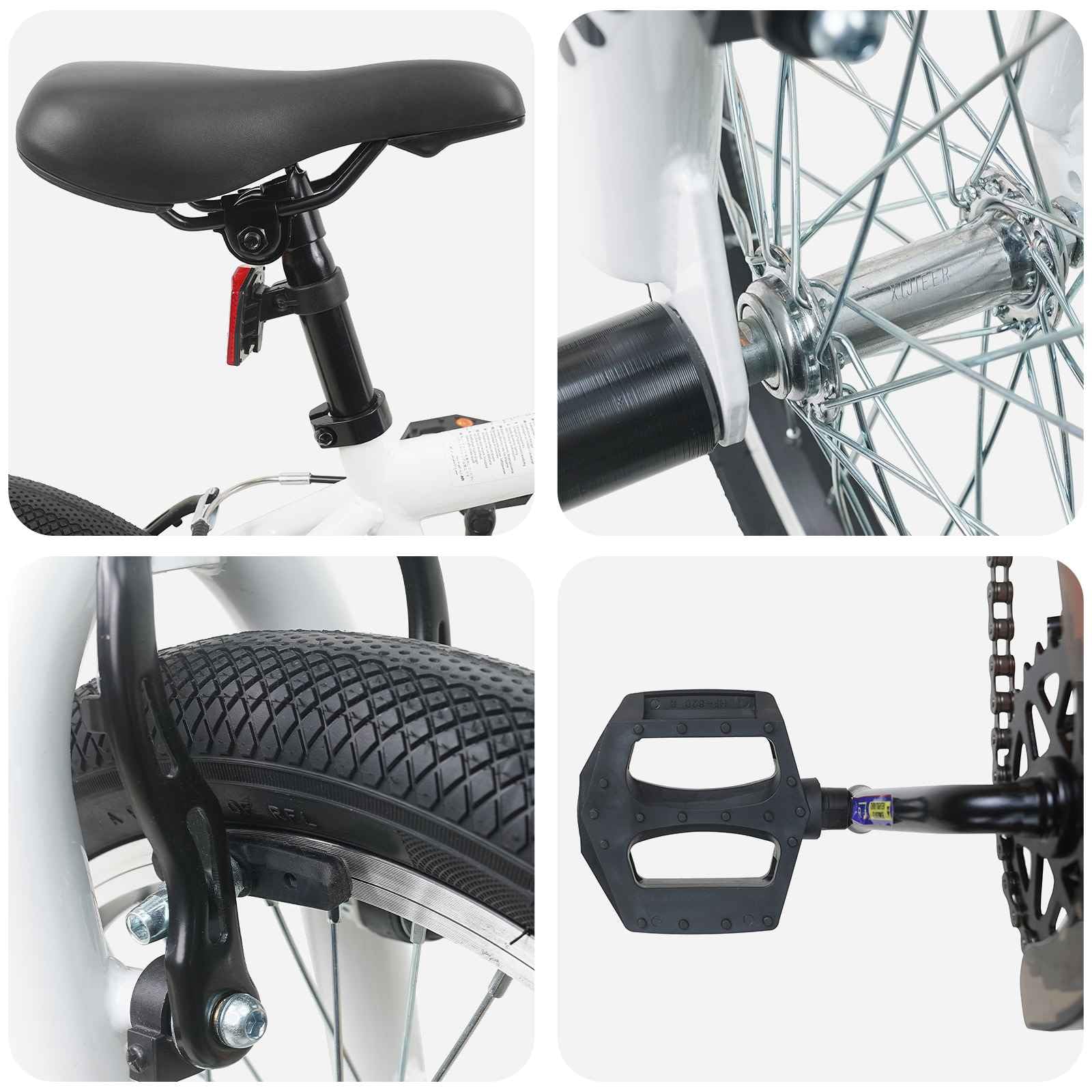 vidaXL BMX 20 Pollici per oltre 9 anni Bianco, Bici BMX classica per bambini, manubri e sella regolabili, monopla, in acciaio