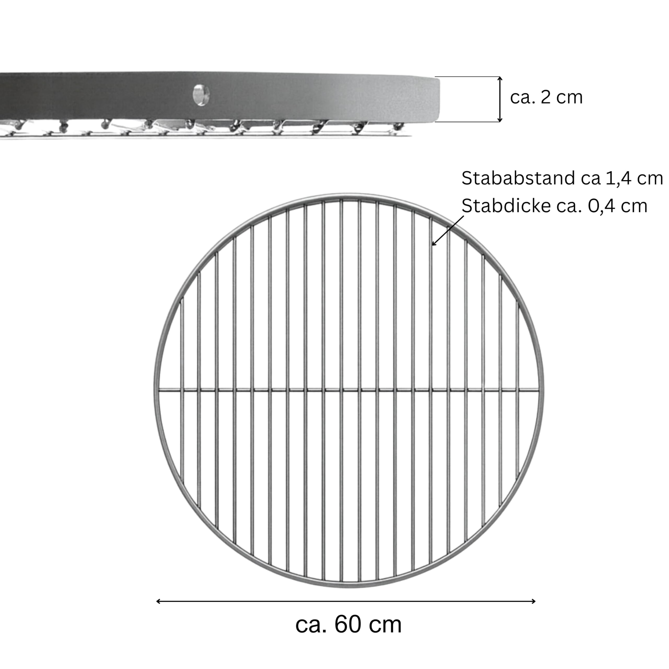 Brandsseller Grillrost aus Edelstahl AISI 201 Ø 60 cm runder BBQ-Rost für Schwenkgrill