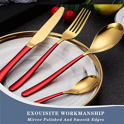 Miniatura 3 de Juego de cubiertos de 24 piezas de acero inoxidable con soporte, juego de utensilios pulidos de espejo para 6, juego de vajilla de cocina en el