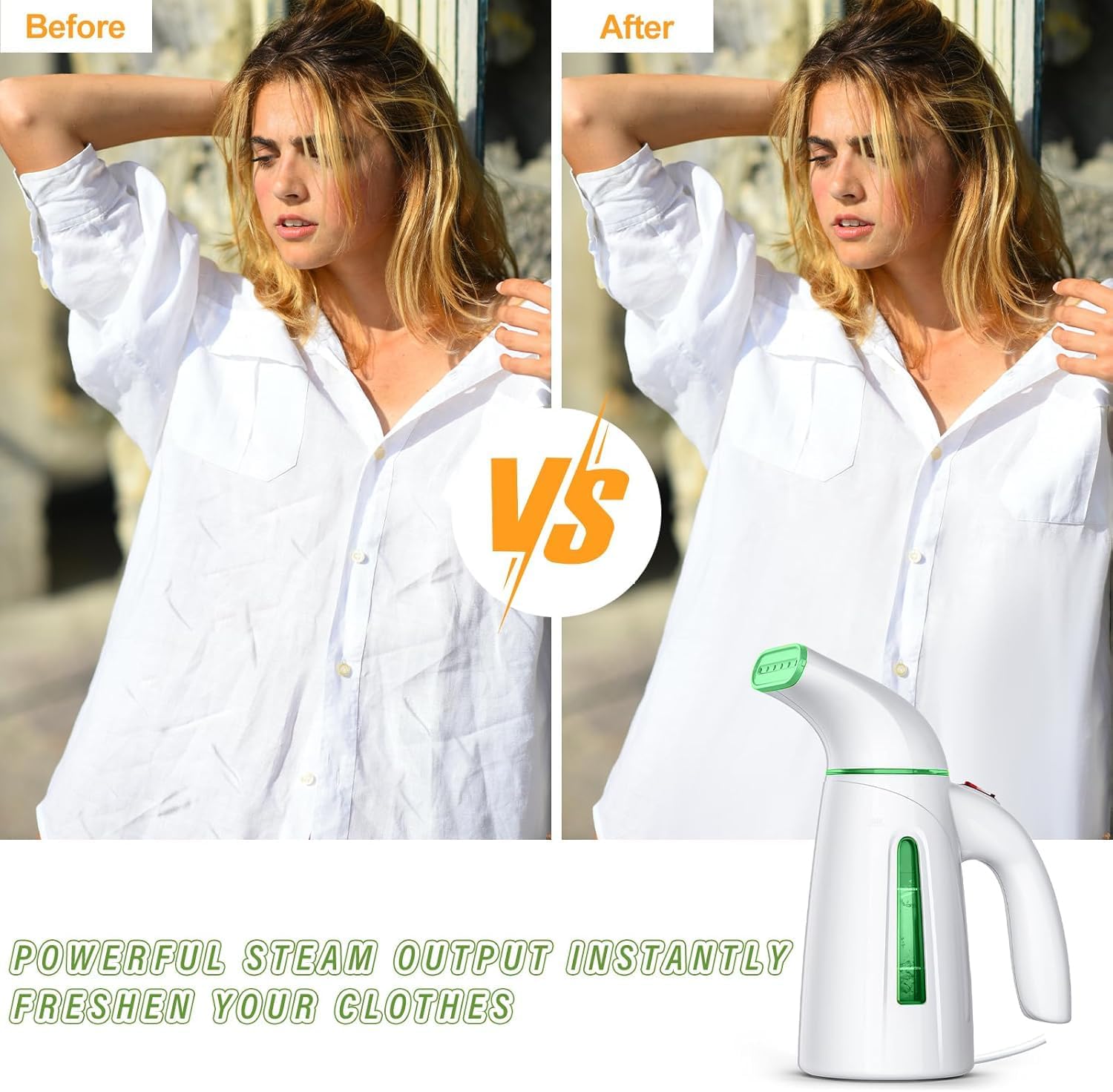 OGHom Steamer for Clothes, Portable Handheld Clothing Garment Steamer, 240ml Large Capacity 700W Travel Steam Iron 30 Second Fast Heat Up (Soft Green) - Image 4