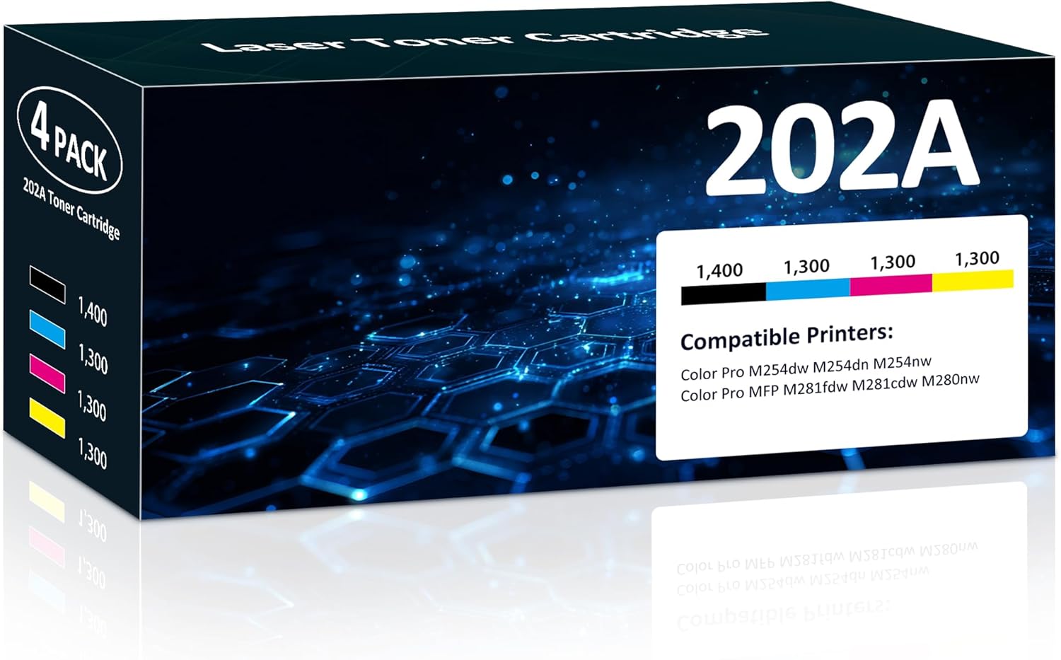 202X Toner Cartridges High Yield for HP Color Laser Jet Pro M281fdw 202X 202A Set Compatible with HP M254dw M254nw MFP M281cdw M280nw M281fdn Printer, 4 Pack Black Cyan Magenta Yellow